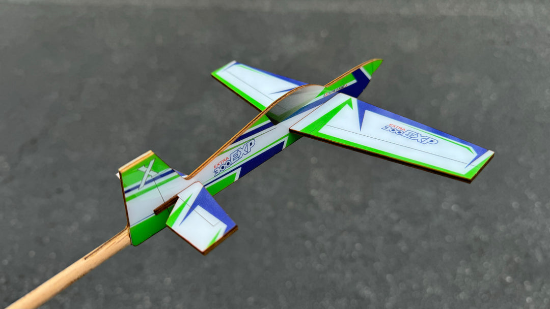 Extreme Flight Stick Plane - Extra 300 125" Green White Blue