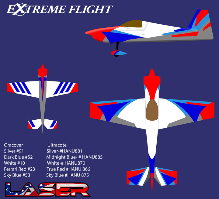 EF - 125" LASER EXP V2 - White/Red/Blue/Silver (2 Cylinder version)