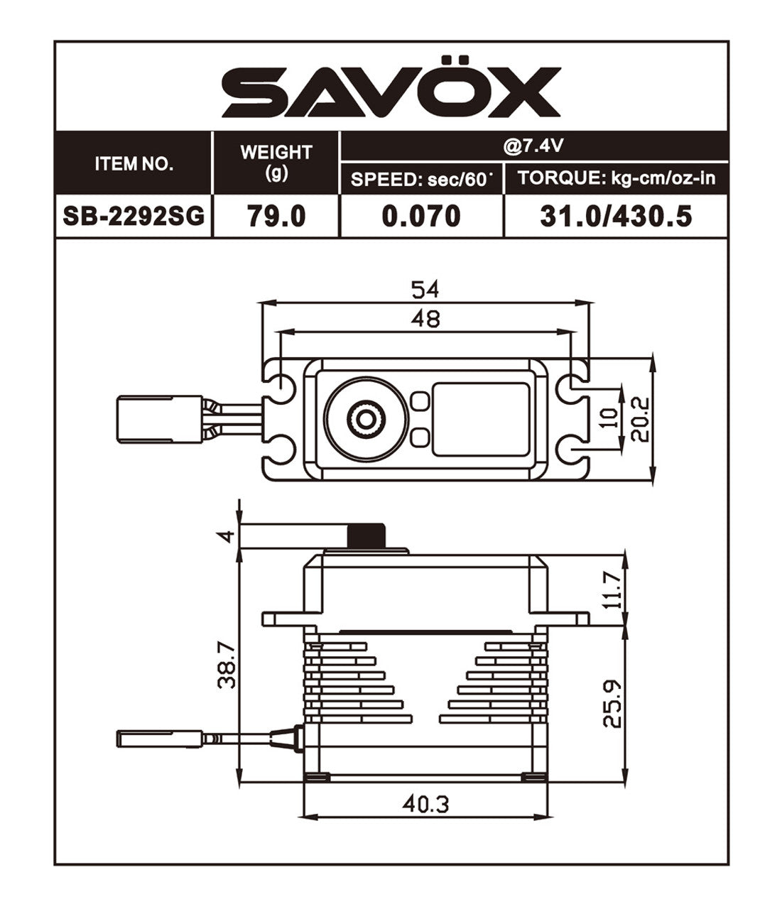 SAVOX- SB-2262SG Servo