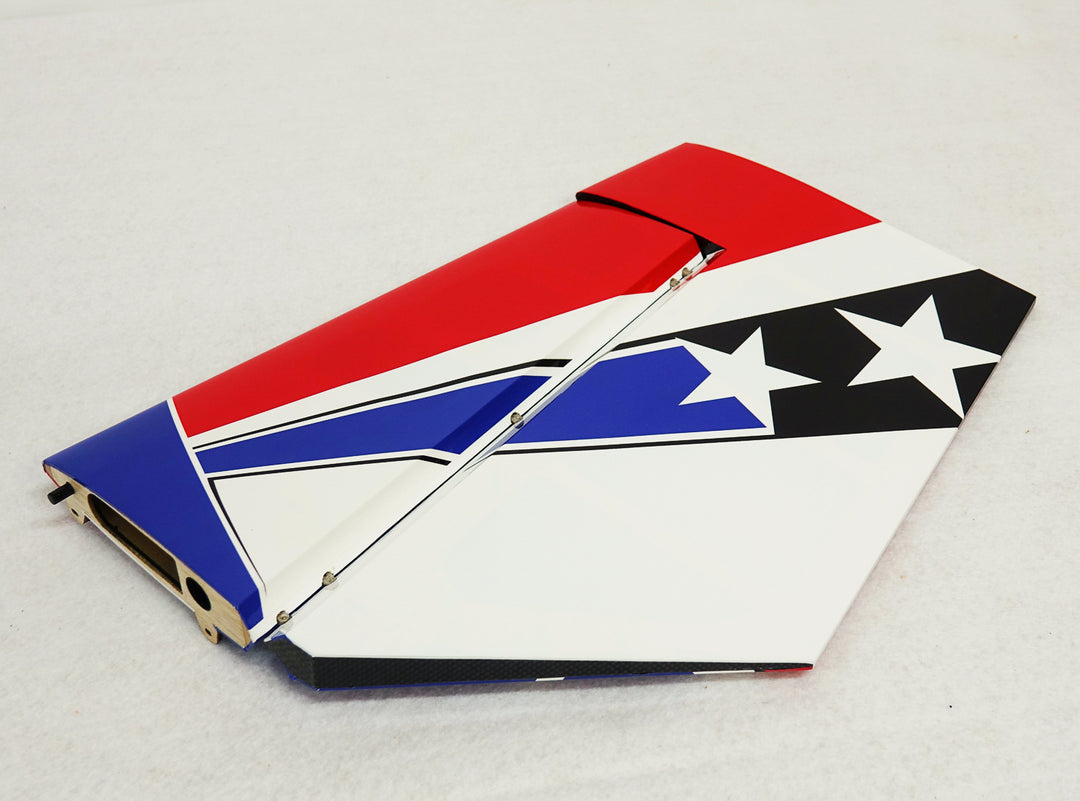 104" LASER-EXP Stab/Elevator Set w/ control horns- Printed Red/White/Blue Scheme