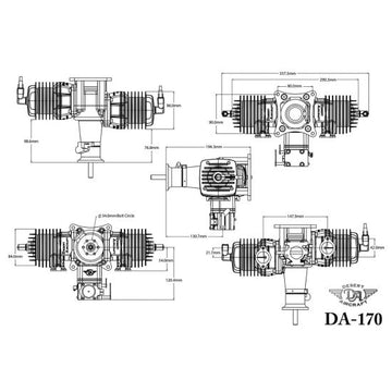 Desert Aircraft DA-170 Twin Gas Engine w/mufflers – Extreme Flight