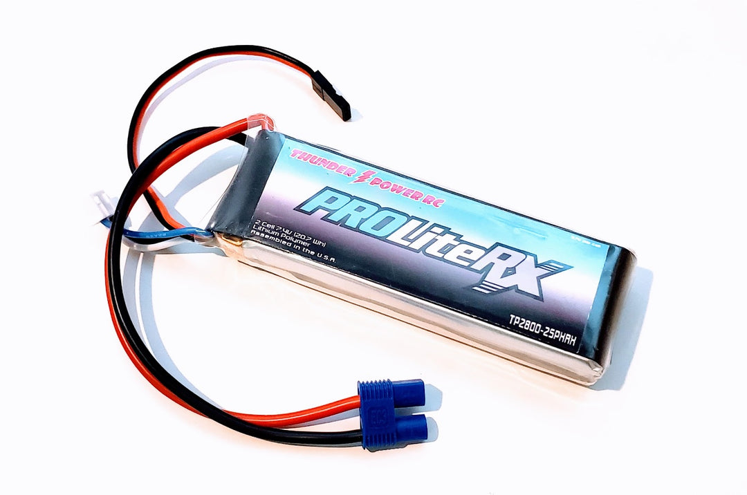 Thunder Power 2800mAh 7.4V 20C LiPo Receiver Battery with JR and EC3