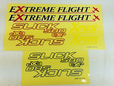 74" Slick 580 EXP Decal Sheet- Yellow/Blue